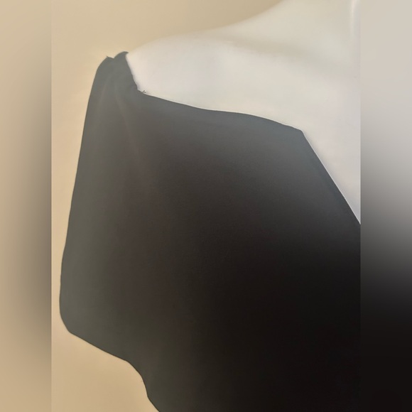 No Tag Elegant Black Off Shoulder Ruffle Strapless Jumpsuit Zipper On Side. Sz S - Picture 6 of 16